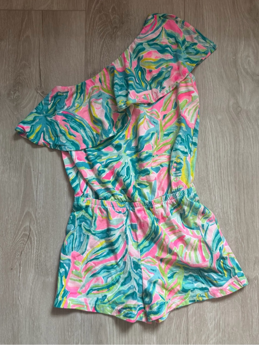 Lilly Pulitzer Girls Sansa One- Shoulder Romper in One in a Melon